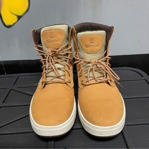 TIMBERLAND Davis Square Leather/Fabric Boot, Wheat Nubuck, Men’s Size 12